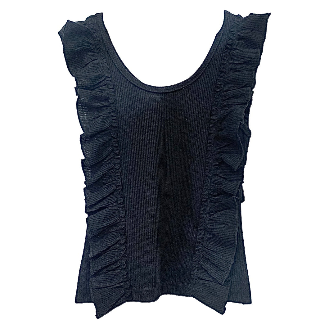 Girls Knitted Tank Top -Black