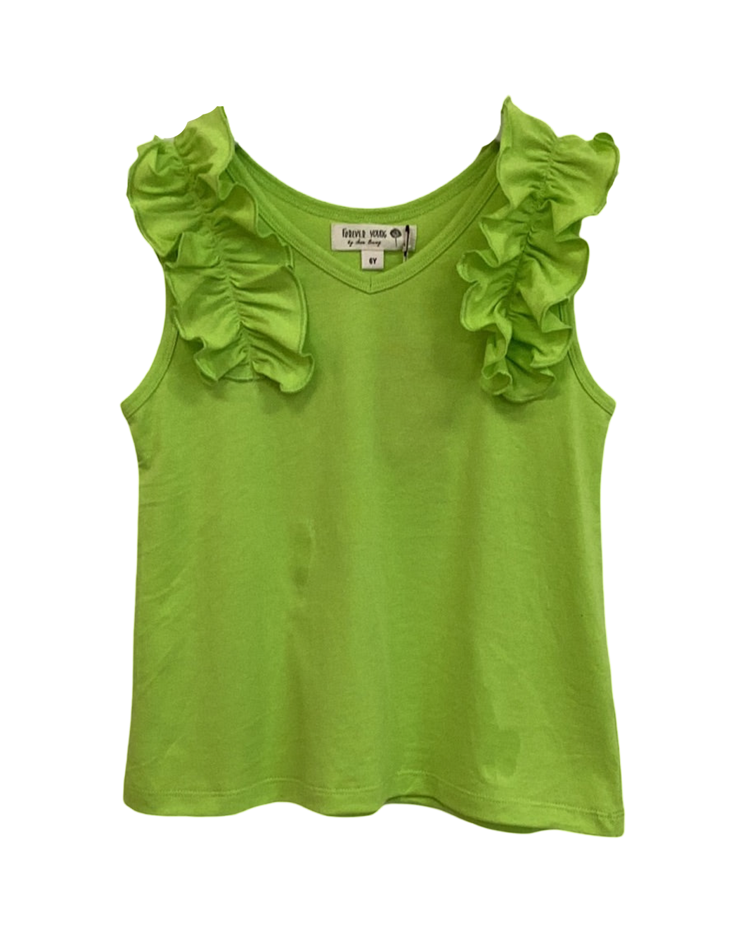 Forever Young Neon Green Ruffle Tank..