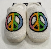 Load image into Gallery viewer, Adult Sized Rainbow Peace Slippers
