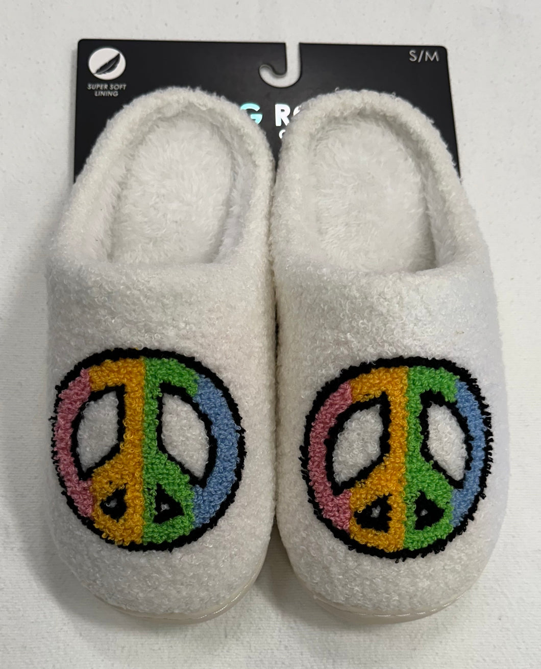 Adult Sized Rainbow Peace Slippers