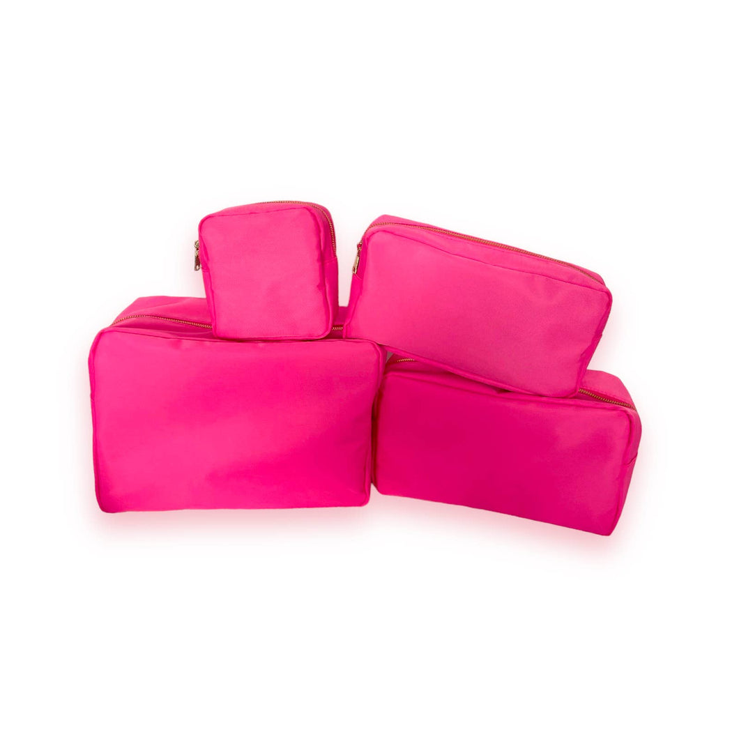Large Nylon Pouch Cosmetic Bags-Bubblegum Pink